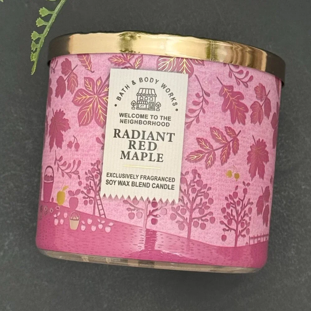 BBW Radiant Red Maple Bath & Body Works 3 Wick Candle